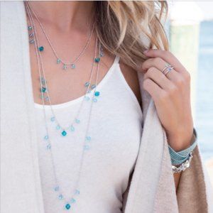 Touchstone Crystal by Swarovski WATERFALL necklace- three layers in one. BNIB